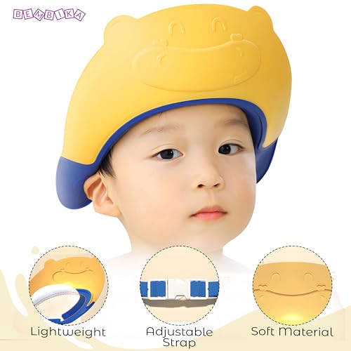 Image of Bembika Baby Shower Cap For Washing Hair, Eye Protection And Hair Wash Reusable, Waterproof, And Comfortable For Babies - (Bear Blue)