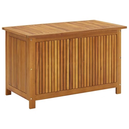 vidaXL Solid Acacia Wood Garden Storage Box Outdoor Indoor Chest Furniture Pillow Blanket Wooden Water-resistant Box Home Entryway Hallway