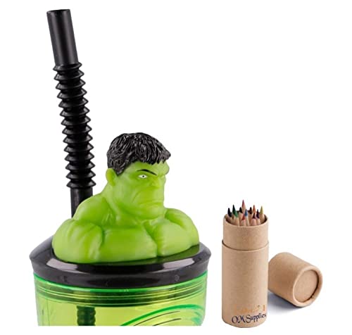 OM SUPPLIES Hulk Lot de 12 gobelets réutilisables en forme de figurine 3D pour enfant 23 x 7,5 x 7,5 cm