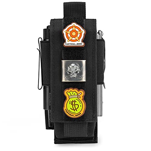 TACTICAL GEEK EXT8 EDC Belt Organizer, Molle Multitool Sheath, Nylon Flashlight Holster, EDC Pocket Organizer for, Small Tool Organizer Pouch Accessories for Daily Carry Black