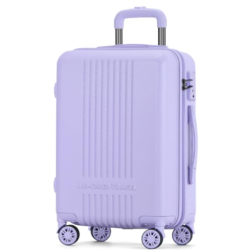 La Mejor Lista de Maletas para viajar - los más vendidos. 45 Maleta De Viaje Carry On 20' de Mano Cabina 10kg Rígida Doble Refuerzo Con * TSA Lock * Luggage suitcase Armored Travel (Lila)