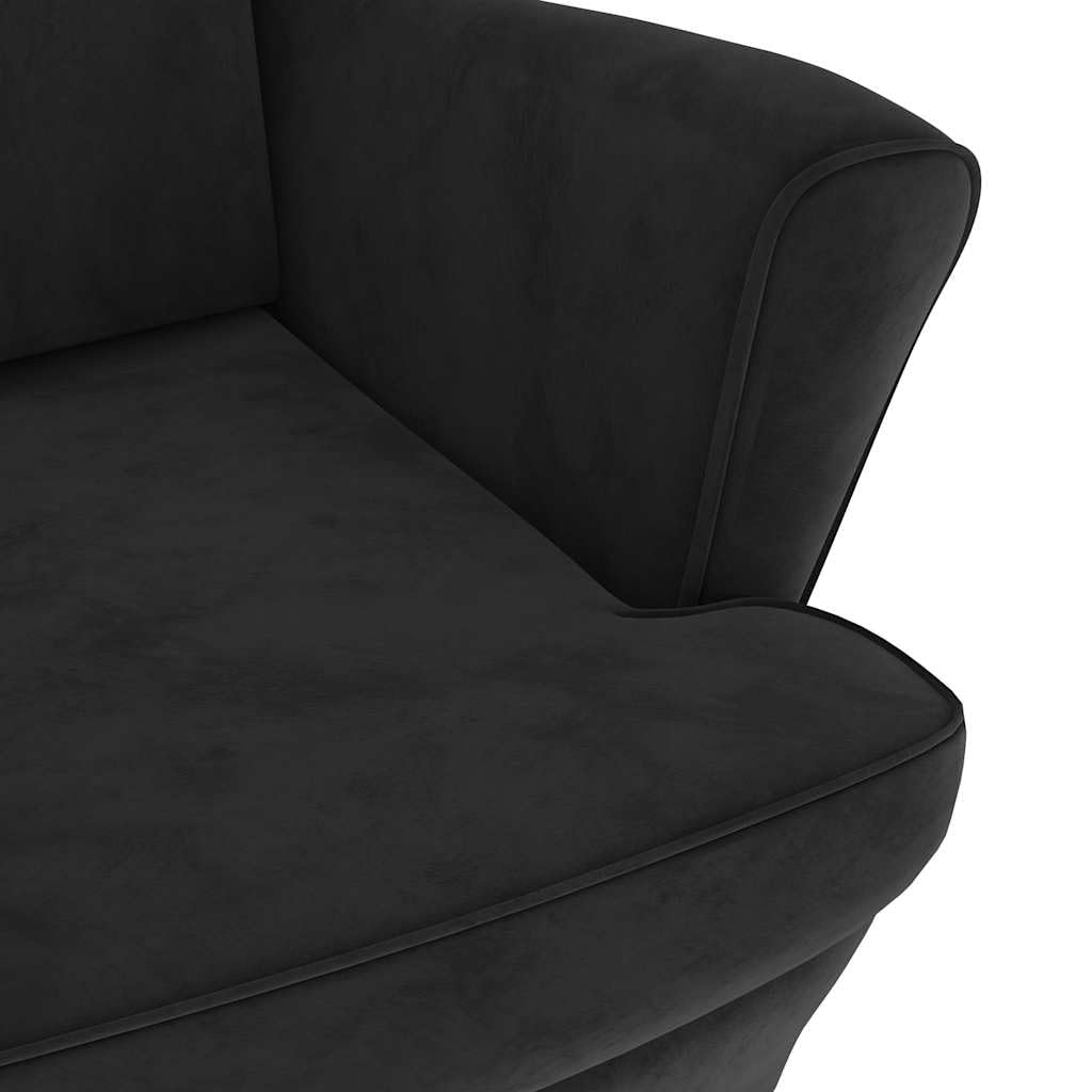 vidaXL Ohrensessel mit Hocker Armlehnen Fernsehsessel Polstersessel Loungesessel Wohnzimmersessel TV Sessel Ruhesessel Relaxsessel Schwarz Samt