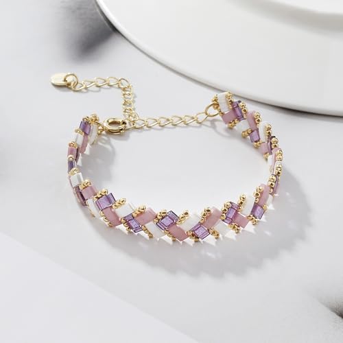 Image of KELITCH Colorful Tila Beaded Bracelets Women Strand Friendship Bracelet Handmade New Link Cuff Bracelets