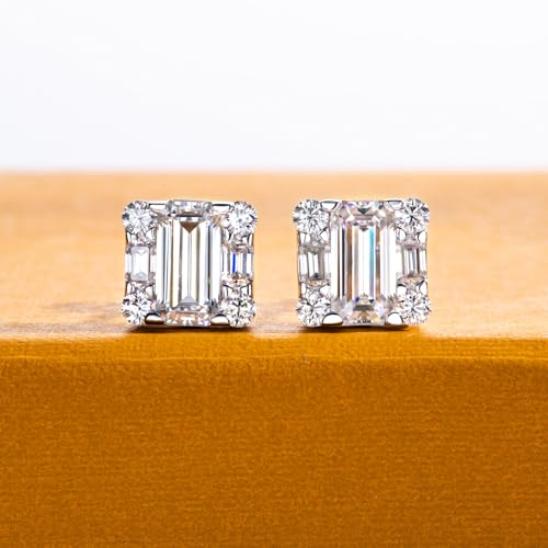 Moissanite Hoop Stud Earrings for Women D Color VVS1 Clarity Round Brilliant Cut 925 Sterling Silver Double Rows Huggie Hoop Earring for Her Mom Wife with Certificate2