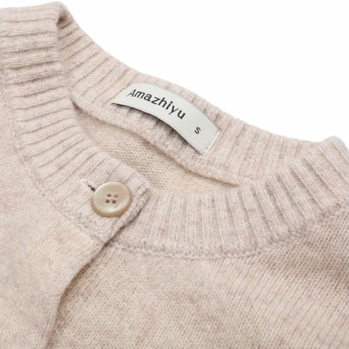 Amazhiyu Women's 100% Wool Button Down Sweaters Winter Long Sleeve Knit Cardigan4