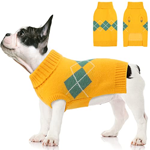 Suéter para perros pequeños, suéter para mascotas, suéter de Navidad para perros, suéteres para mascotas, ropa para perros pequeños y medianos, amarillo, L Cover
