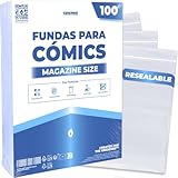 Fanatiko Fundas Comics Magazine Size (Pack 100 uds) – Comic Bags con Cierre Adhesivo, Protección Sin Ácido, Ajuste Preciso para Cómics Magazine Size, Alta Transparencia