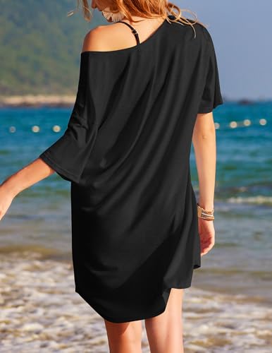 Image of Ekouaer Womens Tshirt Nightgown Cotton V Neck Sleepshirts Comfy Casual Nightshirt for Women
