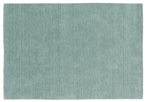 RUG PRINCE Wollteppich Gabbeh Uni 40x60 Handgewebt Türkis Einfarbig Handarbeit Zimmer
