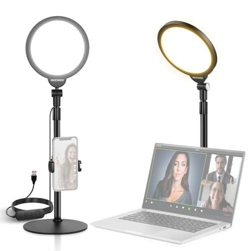Anneau lumineux de bureau dimmable 10W plein écran avec support téléphone NEEWER BASICS R06