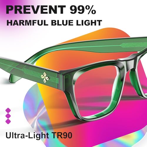 Image of VISOONE Square Blue Light Blocking Glasses TR90 Clear Lens for Women Men BONA