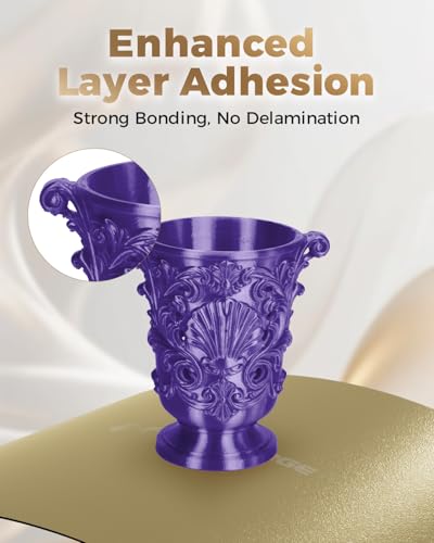 Image of VOXELAB Silk+ PLA Filament 1.75mm, Shiny Chrome-Like Finish with Enhanced Layer Adhesion, 1kg (2.2lbs) for Most FDM 3D Printers, Smooth & Flawless Printing(Purple)