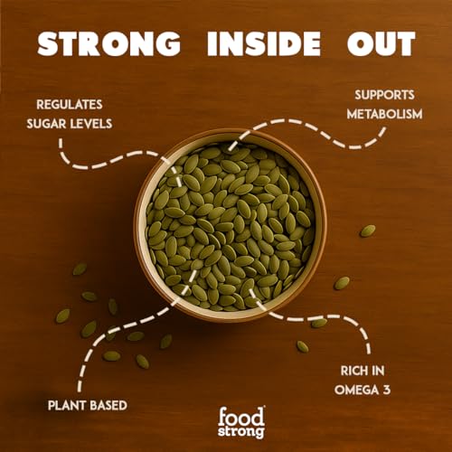 Image of Foodstrong Pumpkin Seeds | Rich Source of Omega 3, Iron & Protein | Naturally Sourced, Gluten-Free, GMO-Free | 200g (Pack of 3)