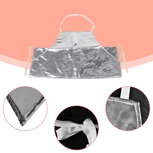 Lwuey Heat Proof Apron, 1000°C Fireproof Thermal Insulation Aluminum Foil Aprons High Temperature Working Manufacturing Safety Work Apron Fire Retardant Flame Protective Clothing for Cooking BBQ