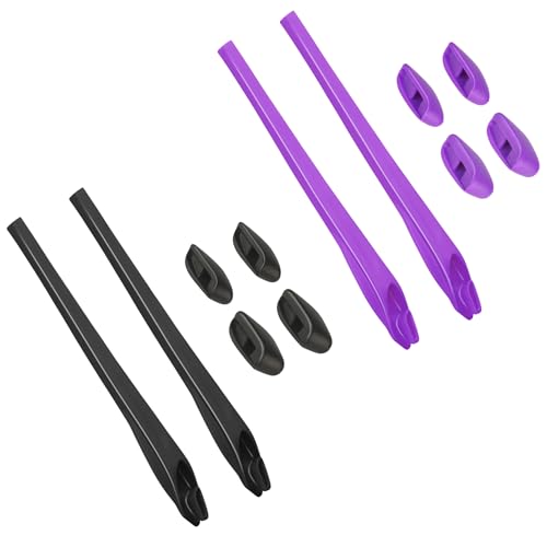 BLAZERBUCK Sock Kits Earsocks & Nosepieces for Oakley Flak 2.0 OO9295/Flak 2.0 XL OO9188/Flak 2.0 Asian Fit OO9271 Sunglasses - Black + Purple