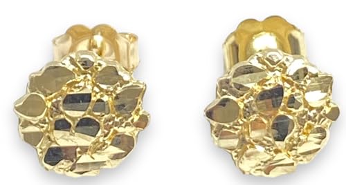 1.0 GRAM 9 MM DIAMETER ROUND NUGGET HIP HOP STUD EARRINGS 10K YELLOW GOLD SG5010