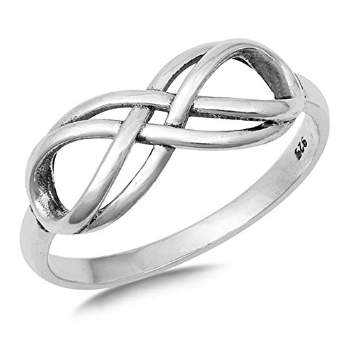 CloseoutWarehouse 925 Sterling Silver Plain Double Infinity Ring