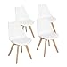 H.J WeDoo Lot de 4 Chaises de Salle à Manger scandinaves, Chaises Rétro Bois de Chêne Massif - Blanc