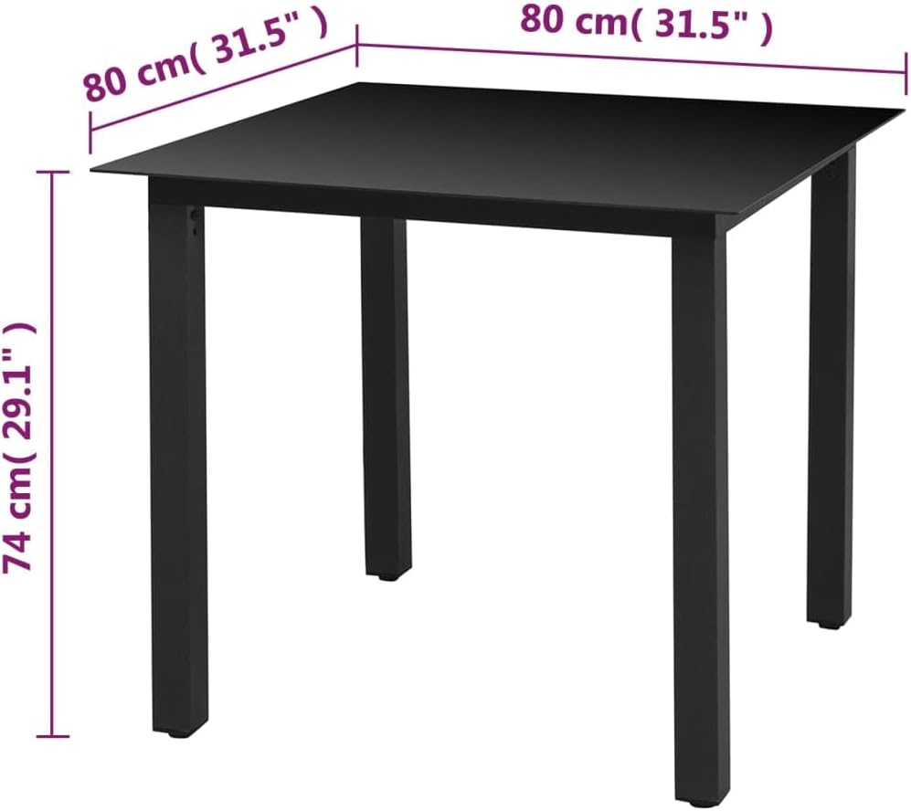 Patio Table,Outdoor Bar,Balcony Desk,Outdoor Dining Table,Backyard Table,Easy Assembly,Weather Resistant,for Patio, Deck, Lawn, Garden, Backyard, Black 59.1"x35.4"x29.1" Aluminum and Glass