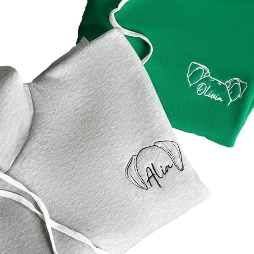 mia'spillow lab Dog Mom Embroidered Custom Sweatshirt, Personalized Pet Embroidered Hoodie, New Puppy Owner Gift Idea, Line Art Canine Sweatshirt, Pet