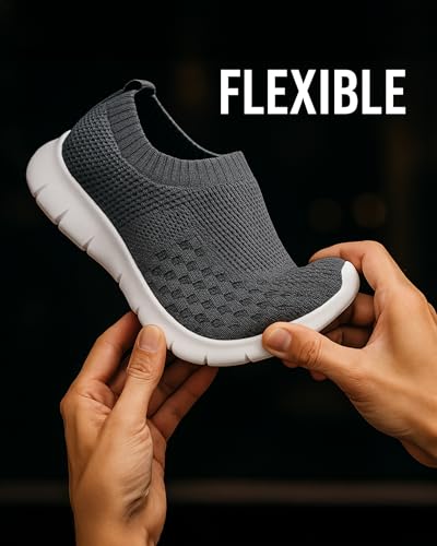 Image of Kraasa Tread Walking Shoes for Men | Knitted Slip-On Sneakers