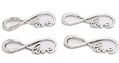 SenseYo 100pcs Infinity Symbol Charms with Love Pattern Connectors Charms Pendants for DIY Jewelry Making Accessories(Antique Silver)