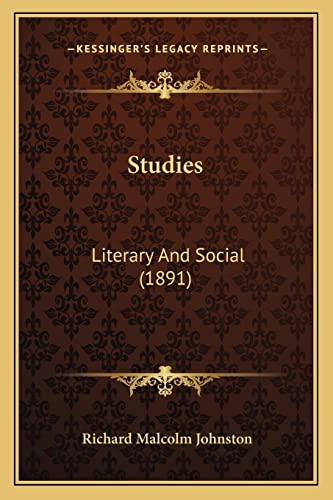 Studies: Literary And Social (1891)