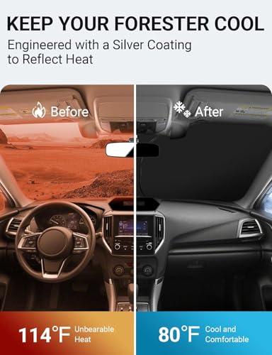 Image of Proadsy 2026 Upgrade Front Windshield Sun Shade Foldable Sunshade Protector Custom Fit 2019-2024 Subaru Forester Crossover Base Premium Sport Limited Accessories