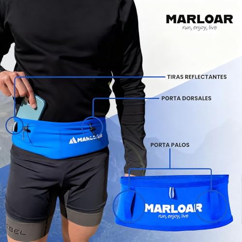 Miniatura 5 de Marloar Cinturon Running Soft Flask 250ml De Regalo - Riñonera Running - Cinturon Correr Incluye Portadorsales Running Y Porta Bastones Trail Running Oceanedition, M