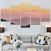 SIGNWIN 5 Panel Canvas Wall Art Modern Art Coastal Colorful Multicolor Photography Romantics Sunset for Home Decorations Ready to Hang - 60