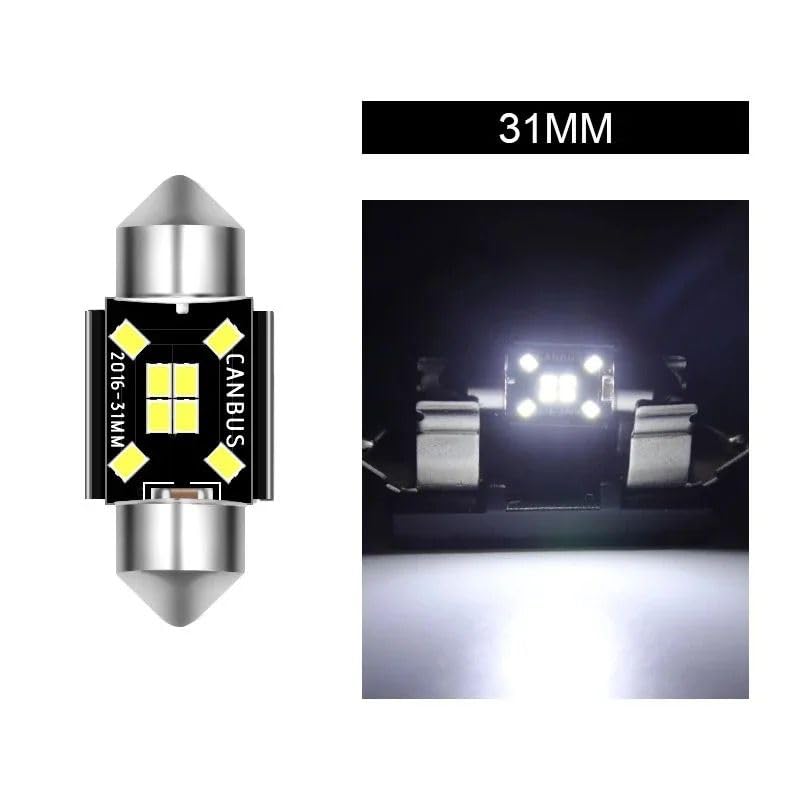 Image of CLOUDSALE, Your Store, Your Place Festoon 8 LED Bulb 31mm C5W C10W Car Dome Light Auto Interior Map Roof Reading Lamp DC 12V White (pack of 1)