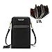 Bolso de teléfono móvil para Mujer Monedero de Cartera Cruzada Mini Bolso de teléfono Celular Cruzado de Cuero Ligero con Ranuras para Tarjeta de Correa(Negro)