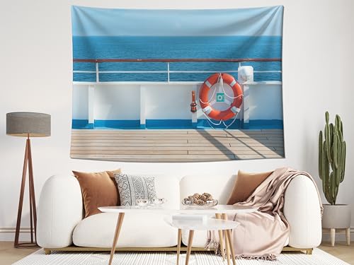 MAEQLQLM 10x6.5ft Cruise Ship Deck Backdrop Ocean View with Lifebuoy Photography Background for for Cruise Travel Theme Party Decor Marine Sailor Nautical Birthday Wallpaper Photoshoot Props by Generic - Used condition - Image 4