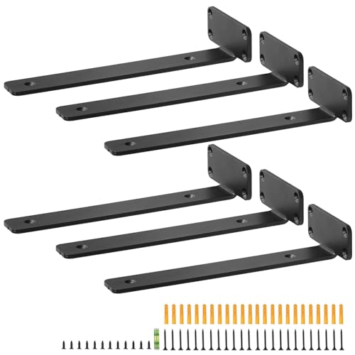 Vevor 8”L X 4”W X 1.6”H 6 PCS Floating Shelf Brackets 12 Inch, 6 Pack Heavy Duty Shelf Brackets, Brackets For Shelves thumb #8
