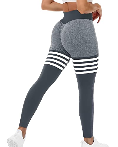 DREAMOON Cross Nahtlose Butt Lifting Leggings für Frauen Scrunch Booty Hohe Taille Workout Yoga Hosen Gym Butt Strumpfhose, #1 Butt Lifting Classic_grau, X-Groß Cover
