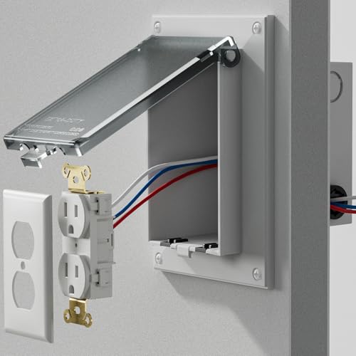 Recessed Outlet Box, DBVR1C-1 Low Profile Electrical Outlet Box with Weatherproof Cover for Flat Surface Retrofit Construction, No Lap, Vertical, Clear by Dremica - Used condition - Image 2