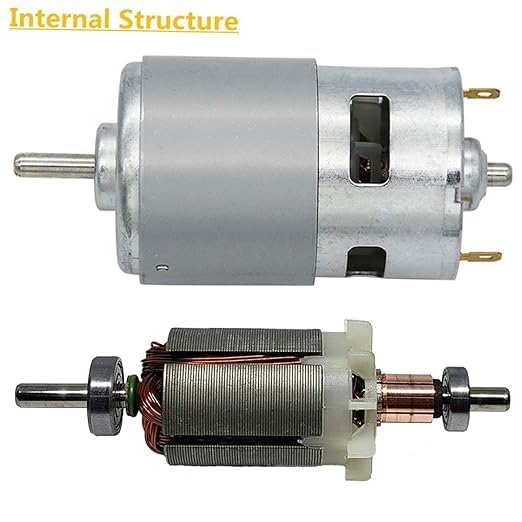 Image of RS775 High Torque DC Motor with Metal Keyless Drill Chuck 12V-36V 13000RPM Dual Ball Bearing for High Power DIY Projects Cutting Drilling Grinding Engraving CNC Applications