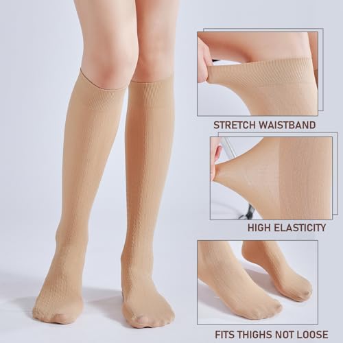 30D Women's Twisted Patterned Super Stretch Translucent Knee Socks2