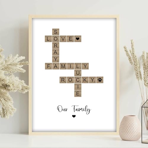 Alicebin Personalized Family Crossword Scrabble Poster Canvas With Name, Custom Family Scrabble Print, Scrabble Picture With Names, Last Name Sign, Name Crosswords Puzzle Art Family Gifts thumb #3