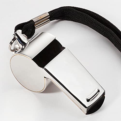 Silbato para entrenador acabado plata con cuerda ajustable miniatura 3