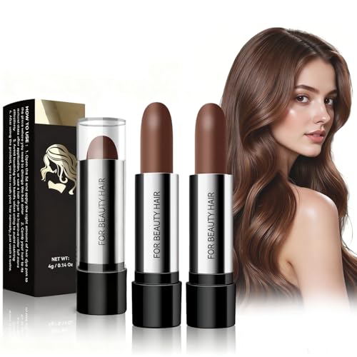 Virecose 2 Pieza Barra de Coloración para el Cabello Café, Stick De Tinte Capilar Impermeable, Stick de Teñido de Cabello para Hombres y Mujeres