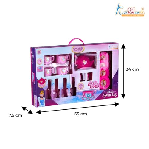 Image of Disney Princess Tea Party Set - 15 Piece Pretend Play Kitchen Toy with Electronic Kettle, Realistic Boiling Sounds & Music - Non-Toxic & Child Safe|Birthday Gift for Kids Ages 3+