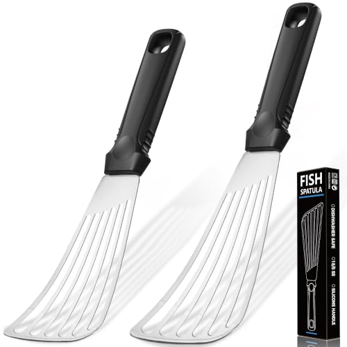 Fish Spatulas Set, 12.5-in & 10.6-in 18/8 Stainless Steel by MUJINON - Used condition - US$14.12