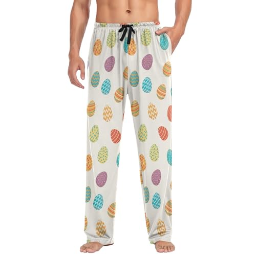 CHIFIGNO Colorful Easter Eggs Stripes Sleep Lounge Pant for Men's, Mens Lightweight Sleep Pants S3