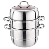 ALTA CAPACIDAD: El vaporizador de alimentos tiene un diseño de 2/3 capas, la olla de vapor puede satisfacer múltiples necesidades al mismo tiempo. La celosía de vapor, el diseño uniforme de los orificios de vapor, garantiza una distribución uniforme de la temperatura.