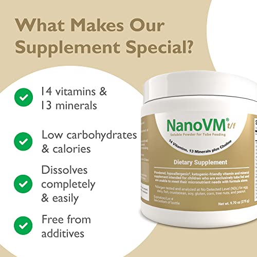 Nanovm T/F, Dietary Supplement For Tube Feedings, Allergen-Free Multivitamin For Kids, Flavorless Dietary Supplement With 14 Vitamins & 13 Minerals, Low-Carb Kids Vitamins, 275G - Solace Nutrition #TOP5