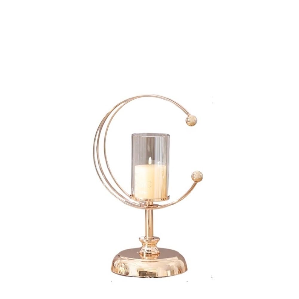 SDGBCXD candlestick holder, Modern Alloy Glass Candlestick Minimalist Decorative Ornament Dining Table Candle Holder Decor(S)