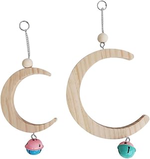 Ipetboom 2 Pçs Papagaio Balanço Da Lua Periquito Poleiro Brinquedos Para Pássaros Pequenos Brinquedos Para Mastigar Balanços De Papagaio Brinquedos Para Pássaros Brinquedos De Dentição