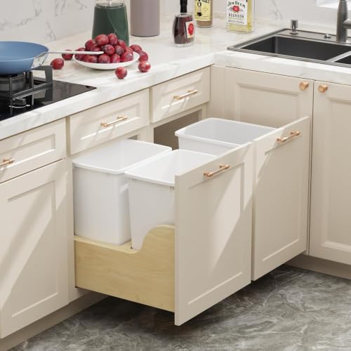 Image of ROOMTEC 35QT Kitchen Trash Can,Sturdy and Lightweight Slim Trash Can,2-Pack