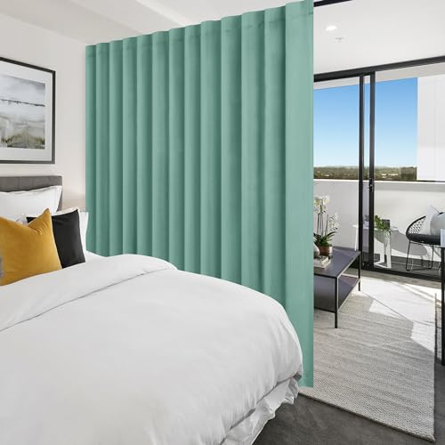 Hiasan Blackout Sliding Door Room Divider Curtain, W100 x L96, Sage Green